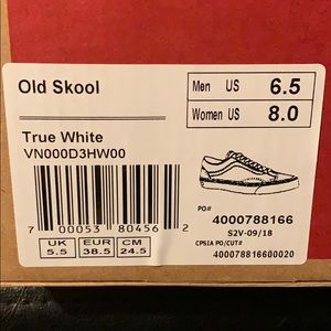 Brand New! Old Skool True White Vans!